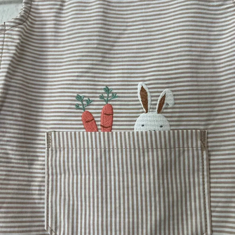 Carter’s Baby Striped Bunny Romper tan white vertical stripe Easter